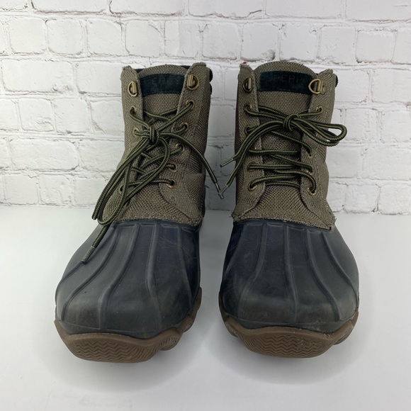Sperry Men Duck Boots Avenue Duck Cordura Olive Water Resistant STS18187